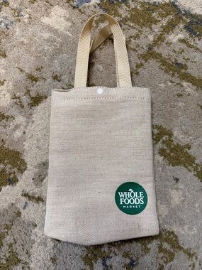 Mini Whole Foods Beige Canvas Tote Bag - Reusable Grocery Bag